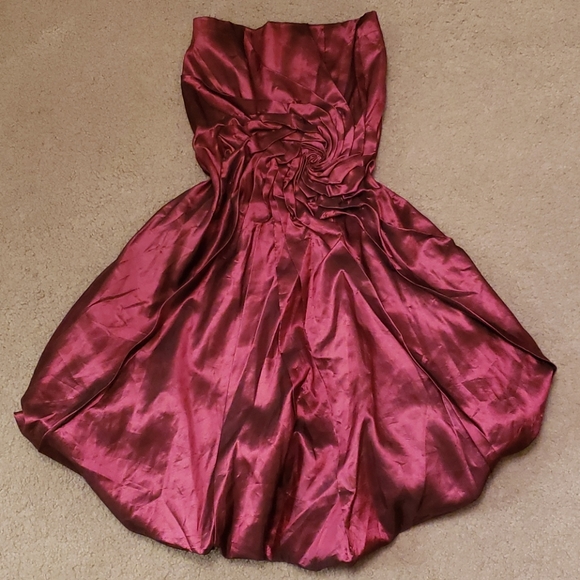 Vintage Formal Plum Wine Purple Formal Strapless Bubble Mini Dress - Picture 6 of 13